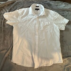 Banana Republic short sleeve white Casual Button down slim fit, XL, Linen/cotton